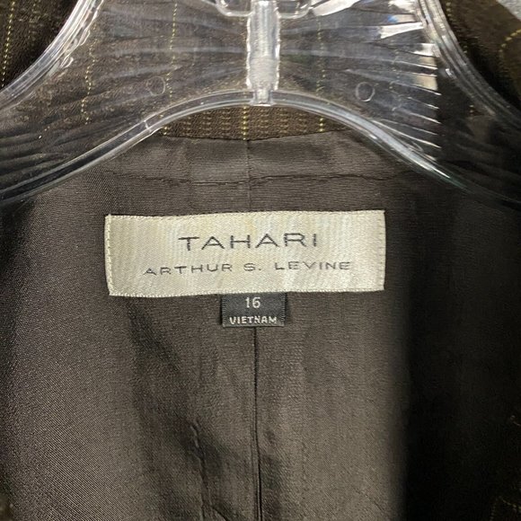 Tahari Blazer Suit Women's Size 16 Brown Striped Polyester Blend Adults - Picture 3 of 9